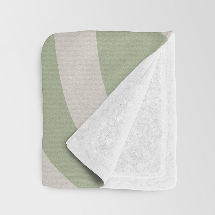 Retro Liquid Swirl Abstract Pattern Square Sage Green and Almond Beige Throw Blanket Gallery Image 3