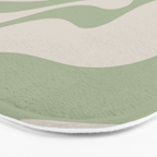 Retro Liquid Swirl Abstract Pattern Square Sage Green and Almond Beige Bath Mat Gallery Image 3