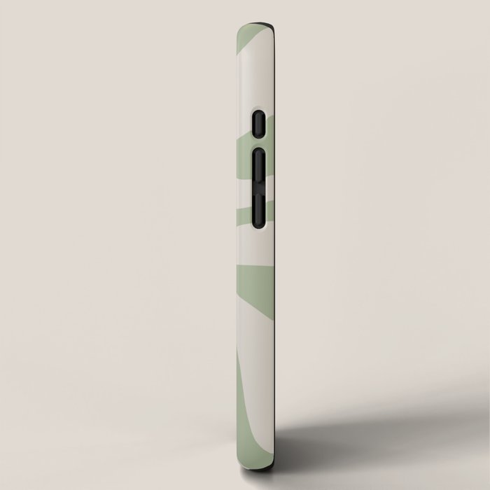 Retro Liquid Swirl Abstract Pattern Square Sage Green and Almond Beige iPhone Case Gallery Image 2
