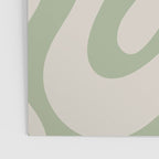 Retro Liquid Swirl Abstract Pattern Square Sage Green and Almond Beige Poster Gallery Image 3
