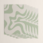 Retro Liquid Swirl Abstract Pattern Square Sage Green and Almond Beige Wrapping Paper Gallery Image 3