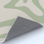 Retro Liquid Swirl Abstract Pattern Square Sage Green and Almond Beige Rug Gallery Image 4