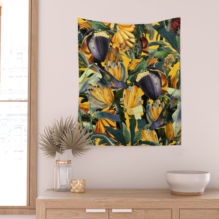 Banana and Leaf Garden Wall Tapestry Gallery Image 2