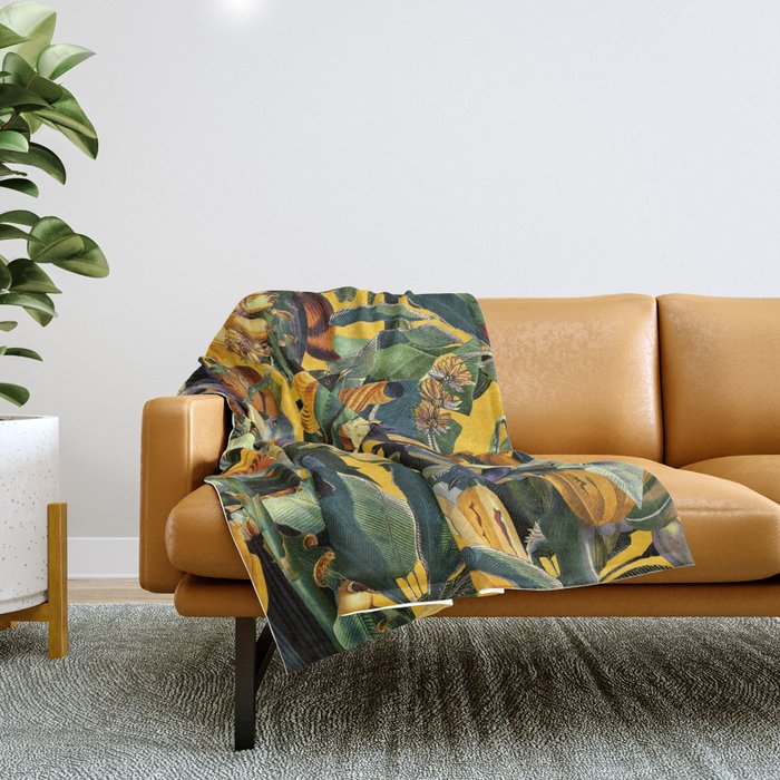 Banana and Leaf Garden Throw Blanket Gallery Image 1