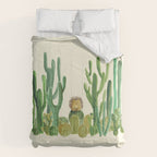 In my happy place - hedgehog meditating in cactus jungle Comforter Gallery Image 6