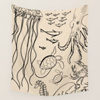 Minimal Sea Life 2 Wall Tapestry Gallery Image 4