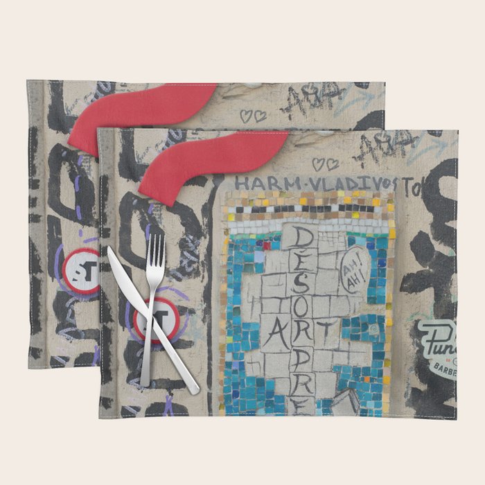 Red question mark on a wall Placemat Gallery Image 1