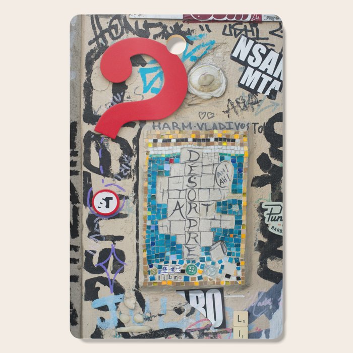 Red question mark on a wall Cutting Board Gallery Image 1