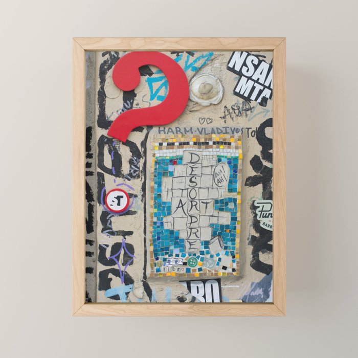 Red question mark on a wall Mini Art Print Gallery Image 1