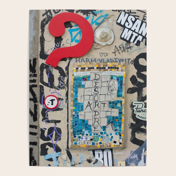 Red question mark on a wall Poster Gallery Image 1