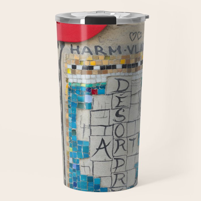 Red question mark on a wall Travel Mug Gallery Image 1