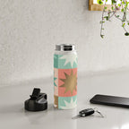 Retro Festive Christmas Star check pattern  Water Bottle Gallery Image 4