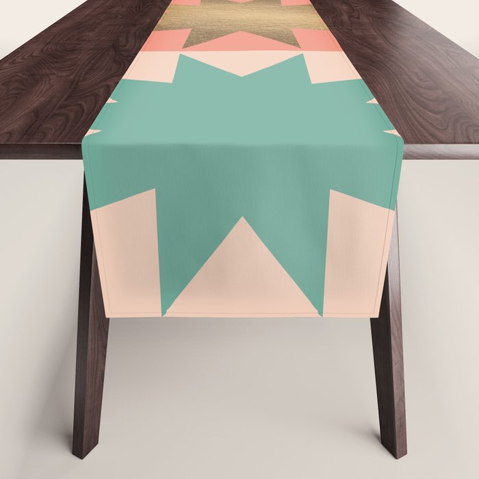 Retro Festive Christmas Star check pattern  Table Runner Gallery Image 1