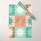 Retro Festive Christmas Star check pattern  Wrapping Paper Gallery Image 1