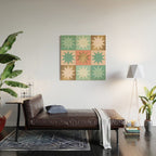 Retro Festive Christmas Star check pattern  Wood Wall Art Gallery Image 2