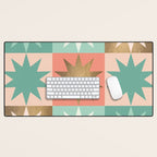 Retro Festive Christmas Star check pattern  Desk Mat Gallery Image 1