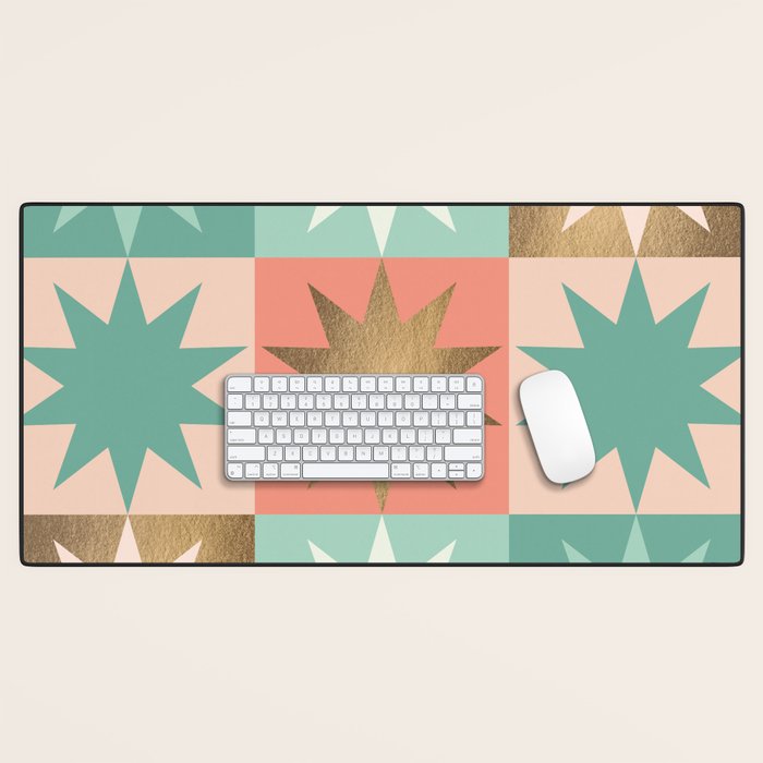 Retro Festive Christmas Star check pattern  Desk Mat Gallery Image 1