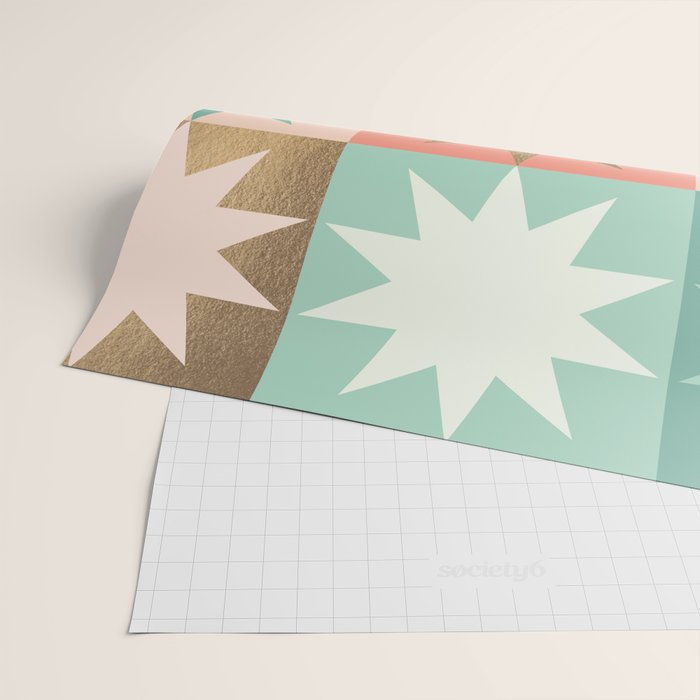 Retro Festive Christmas Star check pattern  Wrapping Paper Gallery Image 2