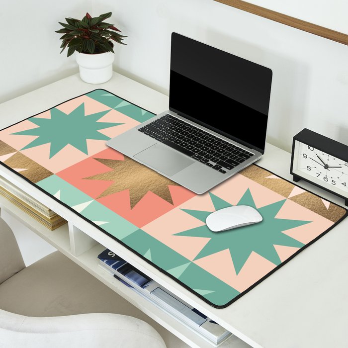 Retro Festive Christmas Star check pattern  Desk Mat Gallery Image 2