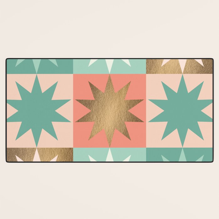 Retro Festive Christmas Star check pattern  Desk Mat Gallery Image 3
