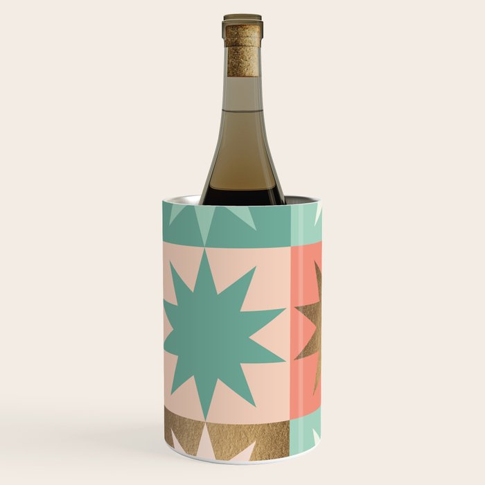 Retro Festive Christmas Star check pattern  Wine Chiller Gallery Image 2