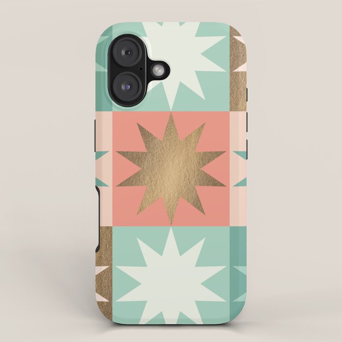 Retro Festive Christmas Star check pattern  iPhone Case Gallery Image 1