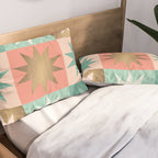 Retro Festive Christmas Star check pattern  Pillow Sham Gallery Image 2