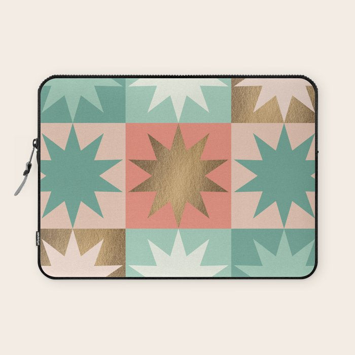 Retro Festive Christmas Star check pattern  Laptop Sleeve Gallery Image 1