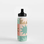 Retro Festive Christmas Star check pattern  Water Bottle Gallery Image 2