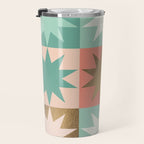 Retro Festive Christmas Star check pattern  Travel Mug Gallery Image 3