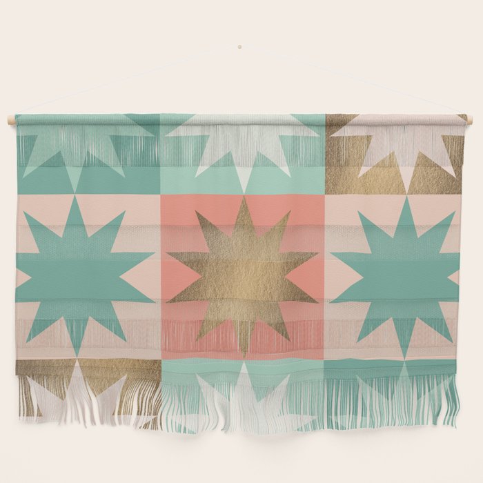Retro Festive Christmas Star check pattern  Wall Hanging Gallery Image 1