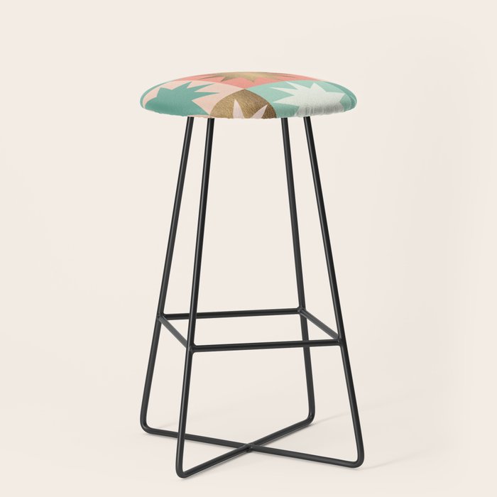 Retro Festive Christmas Star check pattern  Stool Gallery Image 1