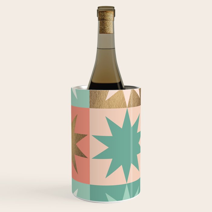 Retro Festive Christmas Star check pattern  Wine Chiller Gallery Image 3