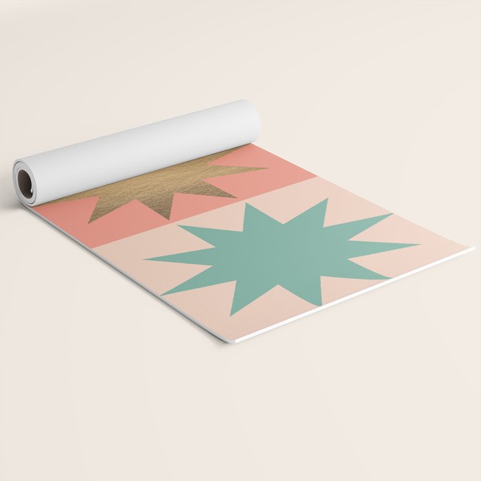 Retro Festive Christmas Star check pattern  Yoga Mat Gallery Image 2