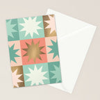 Retro Festive Christmas Star check pattern  Stationery Card Gallery Image 2