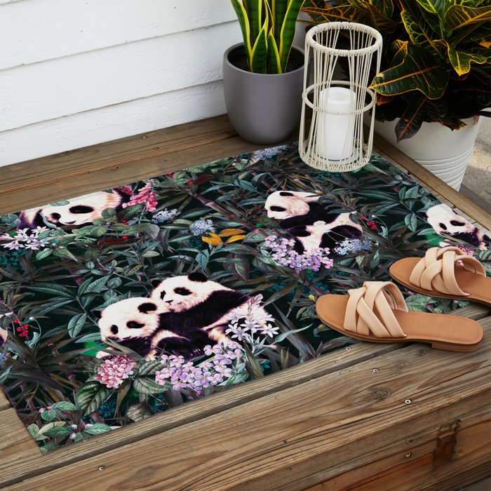 Rainforest Pandas Outdoor Rug Gallery Image 2