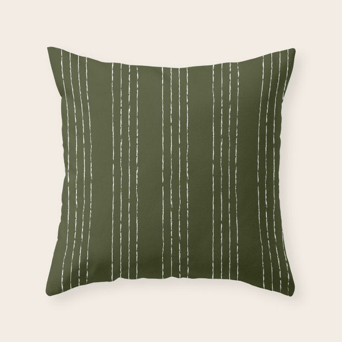 Lines #5 (Olive Green) Throw Pillow Gallery Image 1