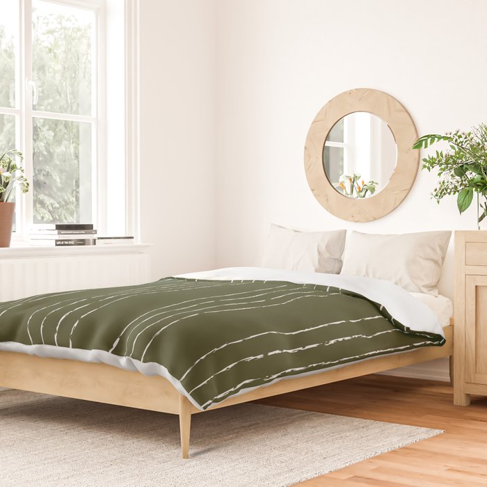 Lines #5 (Olive Green) Duvet Cover Gallery Image 2