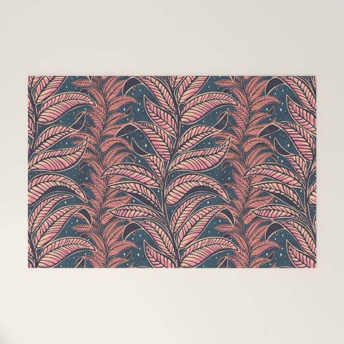 Magic Jungle Vine - midnight & peach Welcome Mat Gallery Image 1