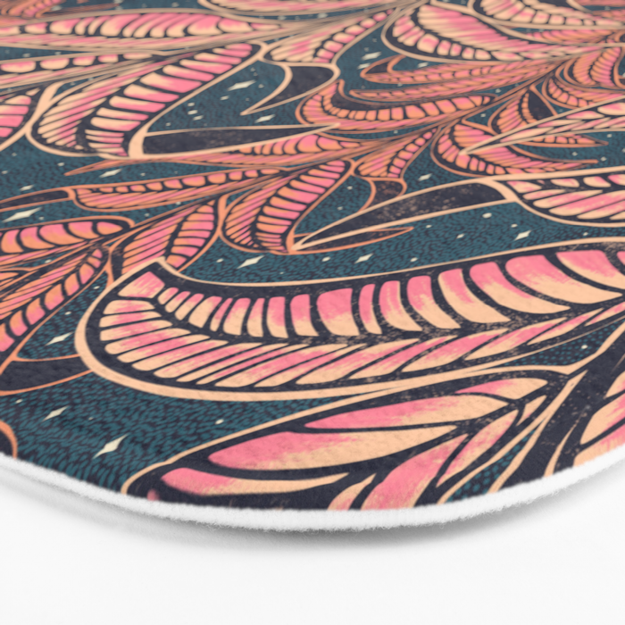 Magic Jungle Vine - midnight & peach Bath Mat Gallery Image 3