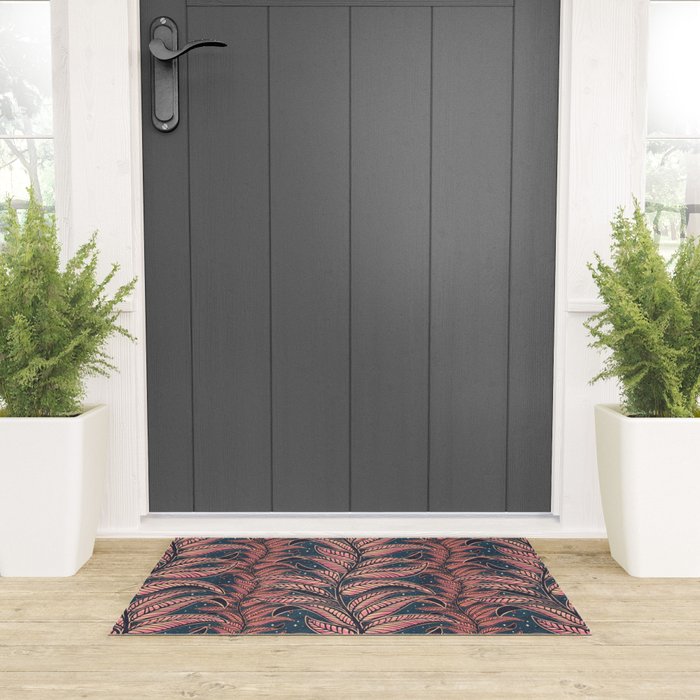 Magic Jungle Vine - midnight & peach Welcome Mat Gallery Image 3