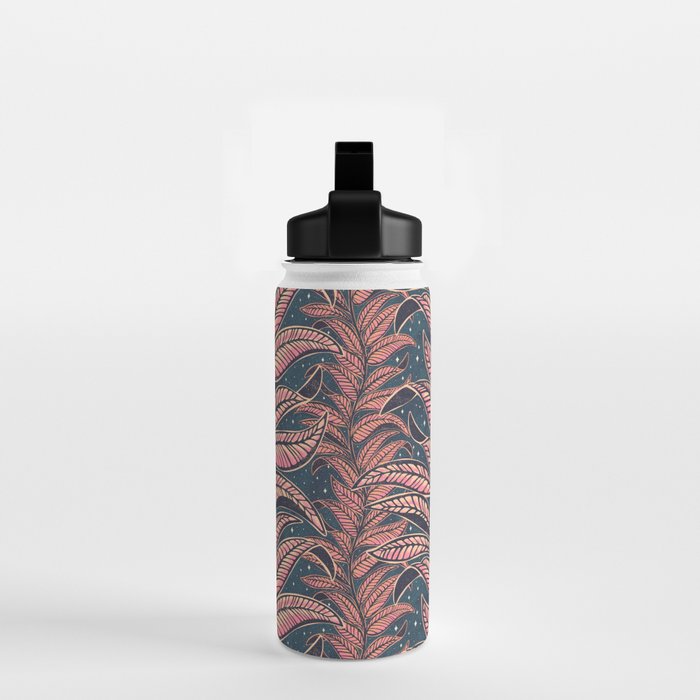 Magic Jungle Vine - midnight & peach Water Bottle Gallery Image 2