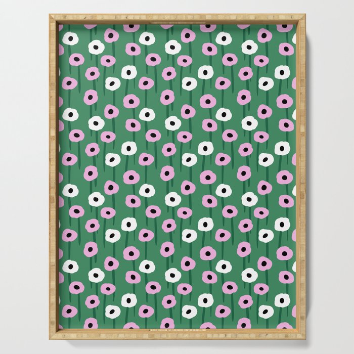 Abstract Poppies Pink & Green Serving Tray Gallery Image 1