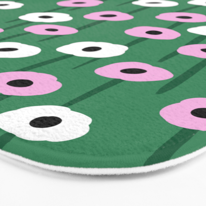 Abstract Poppies Pink & Green Bath Mat Gallery Image 3
