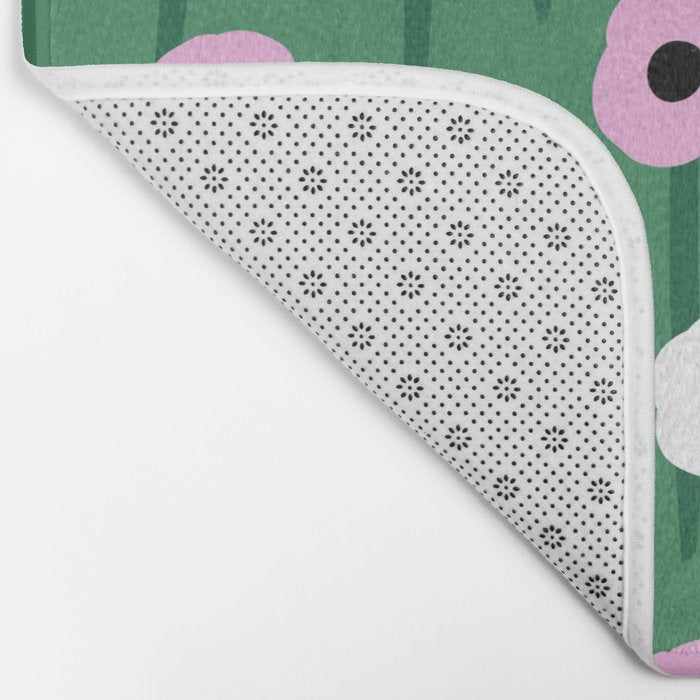 Abstract Poppies Pink & Green Bath Mat Gallery Image 2