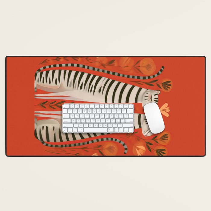 Striped Cat Pair Desk Mat Gallery Image 1