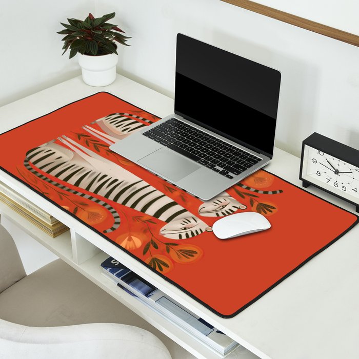 Striped Cat Pair Desk Mat Gallery Image 2