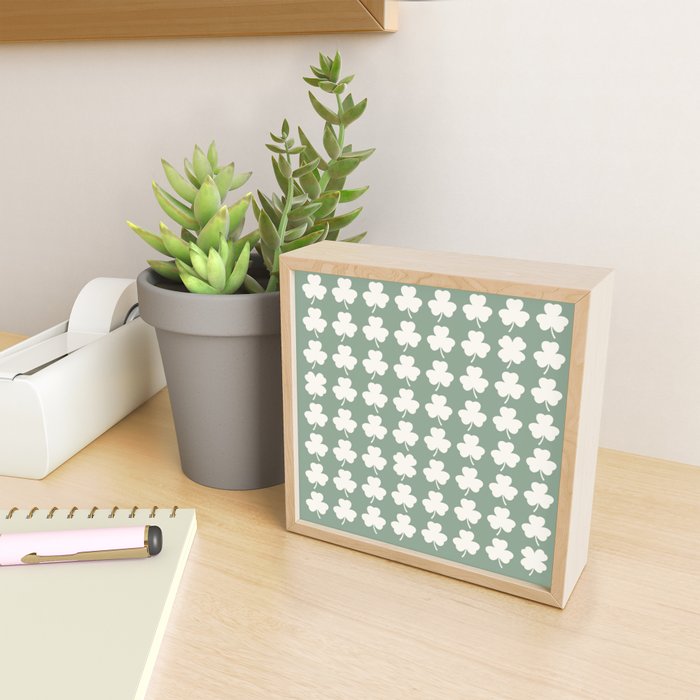 Clovers XXXVII Sage Green Botanical Pattern Mini Art Print Gallery Image 2