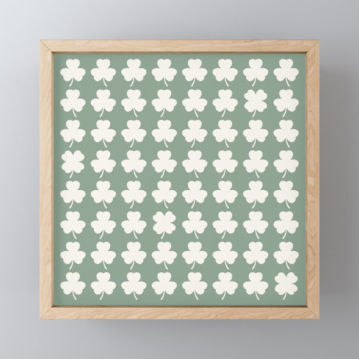 Clovers XXXVII Sage Green Botanical Pattern Mini Art Print Gallery Image 1