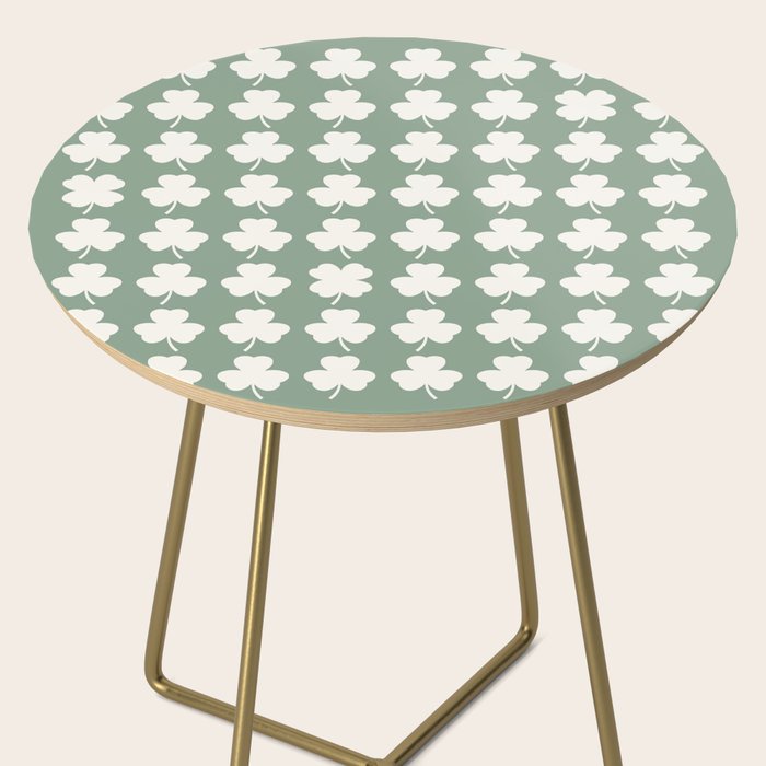 Clovers XXXVII Sage Green Botanical Pattern Side Table Gallery Image 2